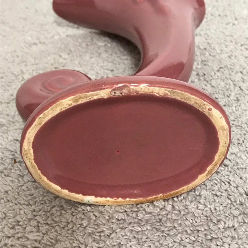 Cornucopia Ceramic Pottery Vase Pink Mauve 8